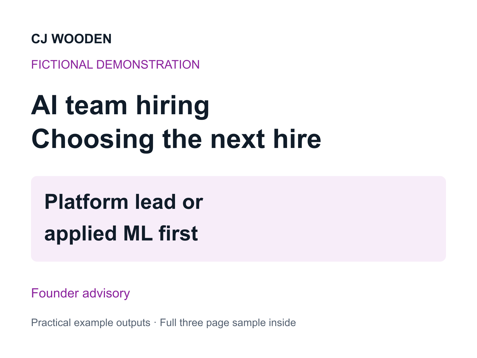 Choosing the next hire for an AI team fictional demonstration cover