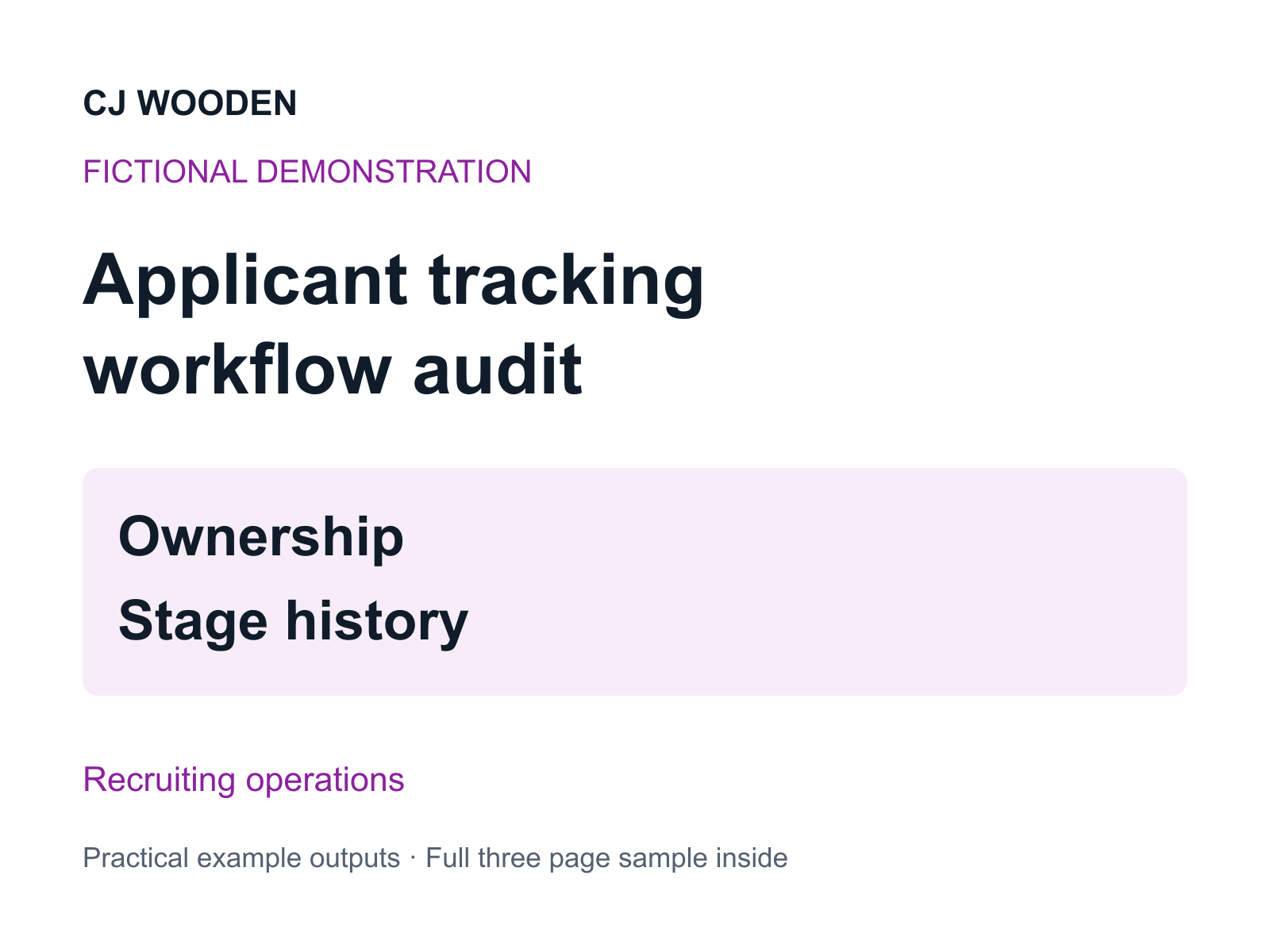 Auditing a distributed recruiting workflow fictional demonstration cover