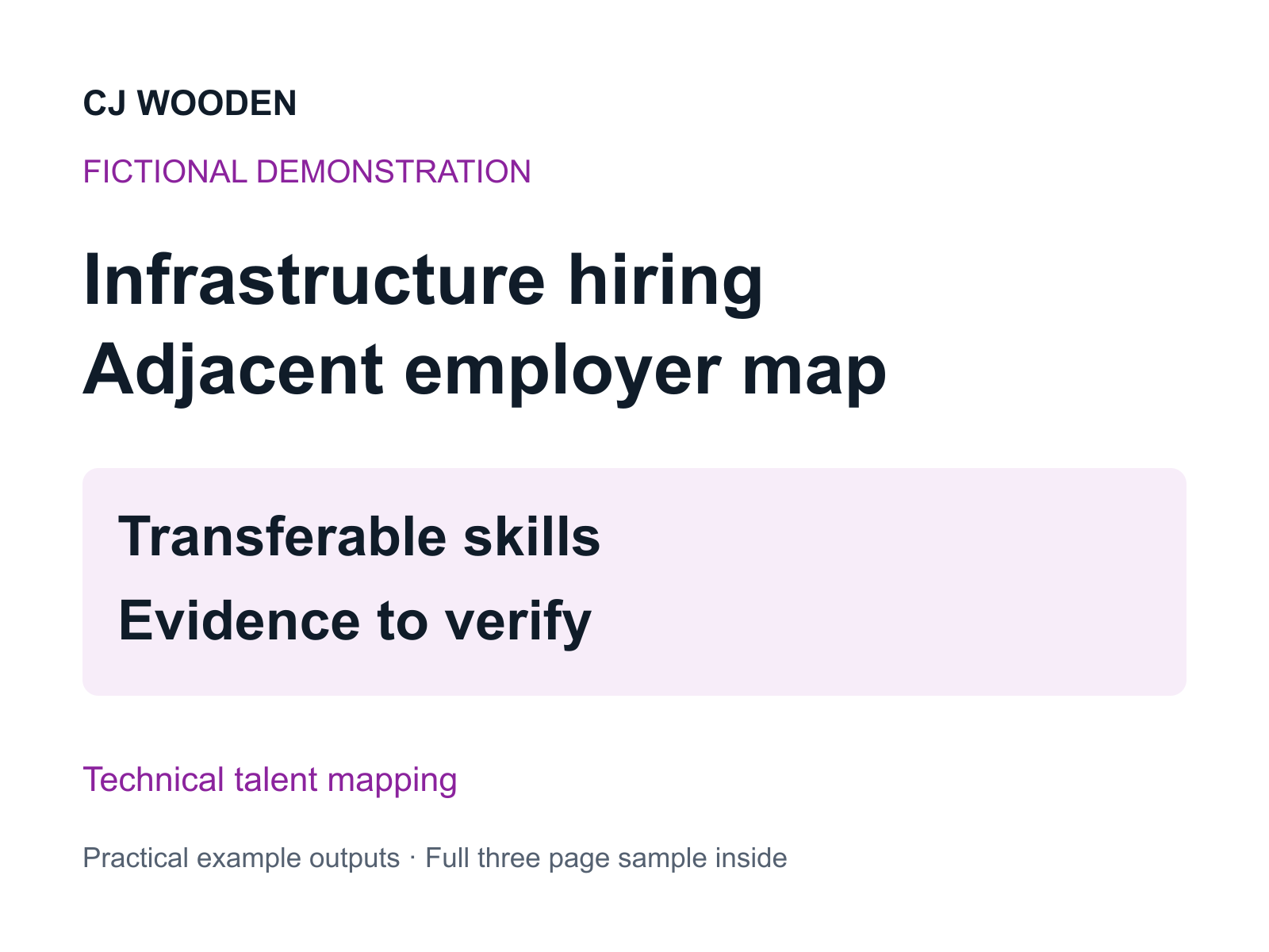 Mapping adjacent employers for an infrastructure hire fictional demonstration cover