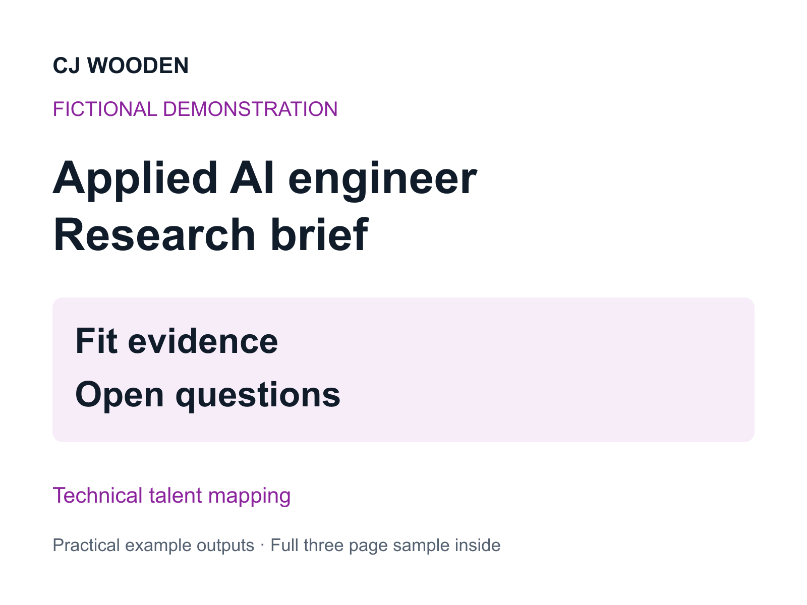 Researching an applied AI engineer for a support product fictional demonstration cover