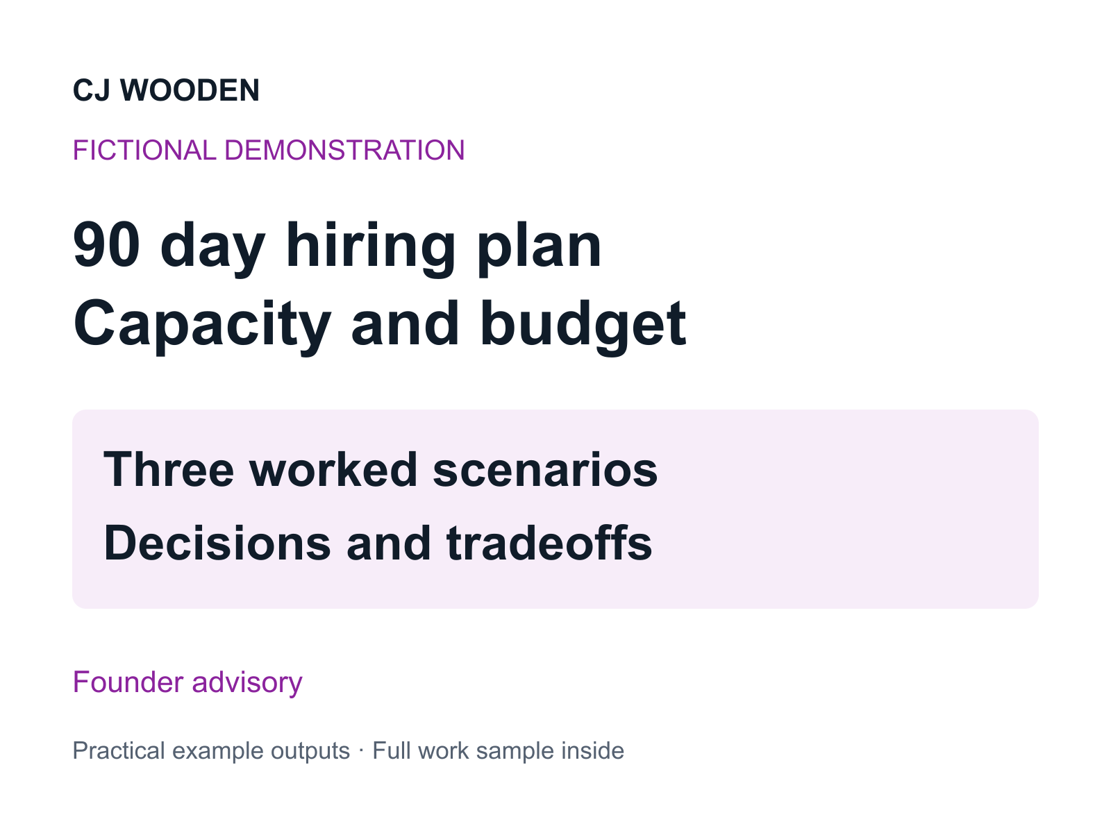 A 90 day hiring capacity and budget plan cover