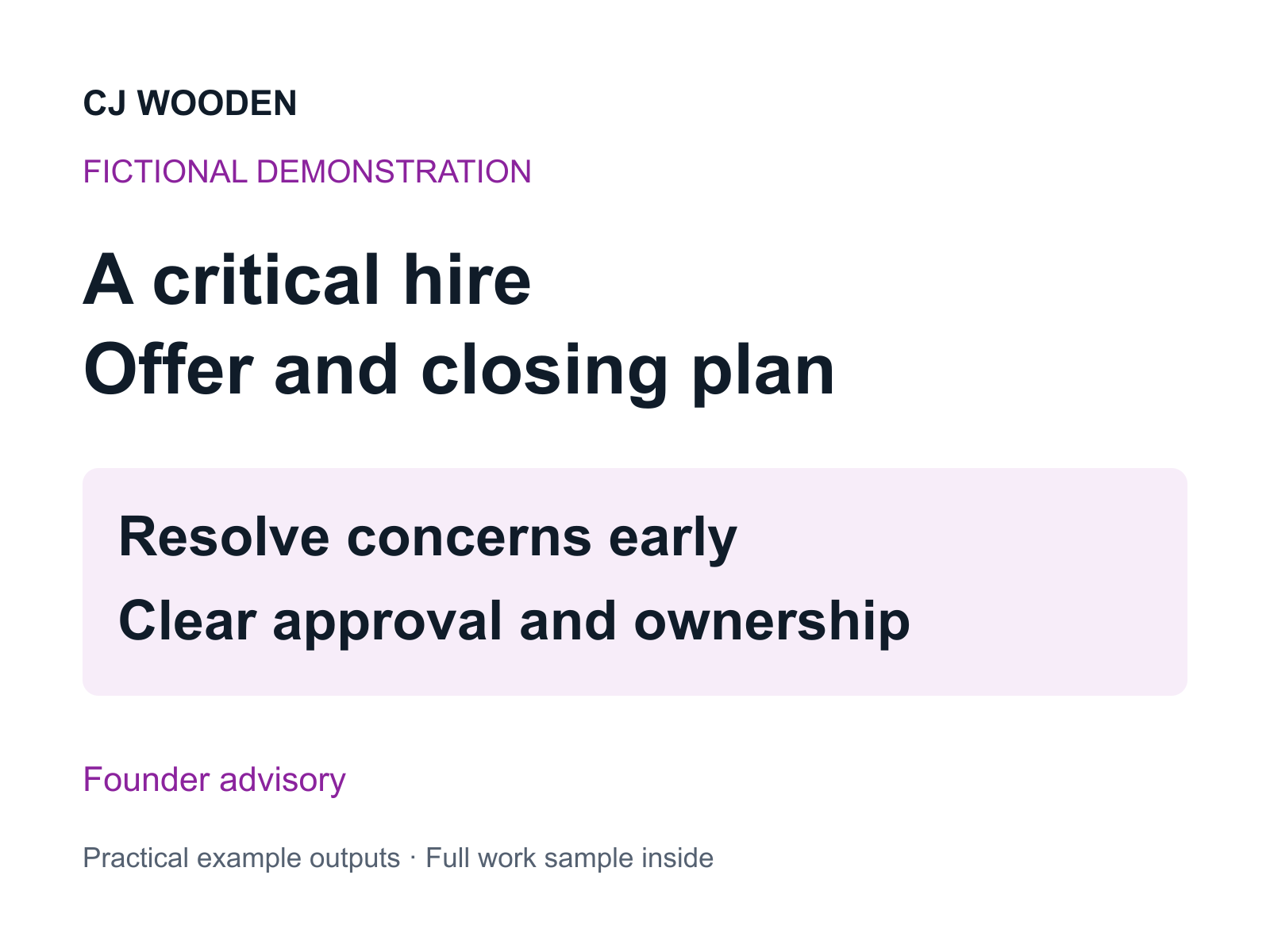 An offer and closing plan for a critical hire cover