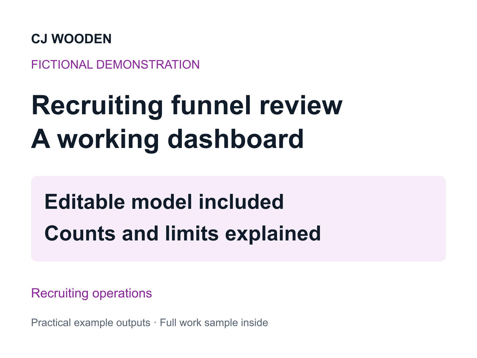 A recruiting funnel dashboard and decision memo cover