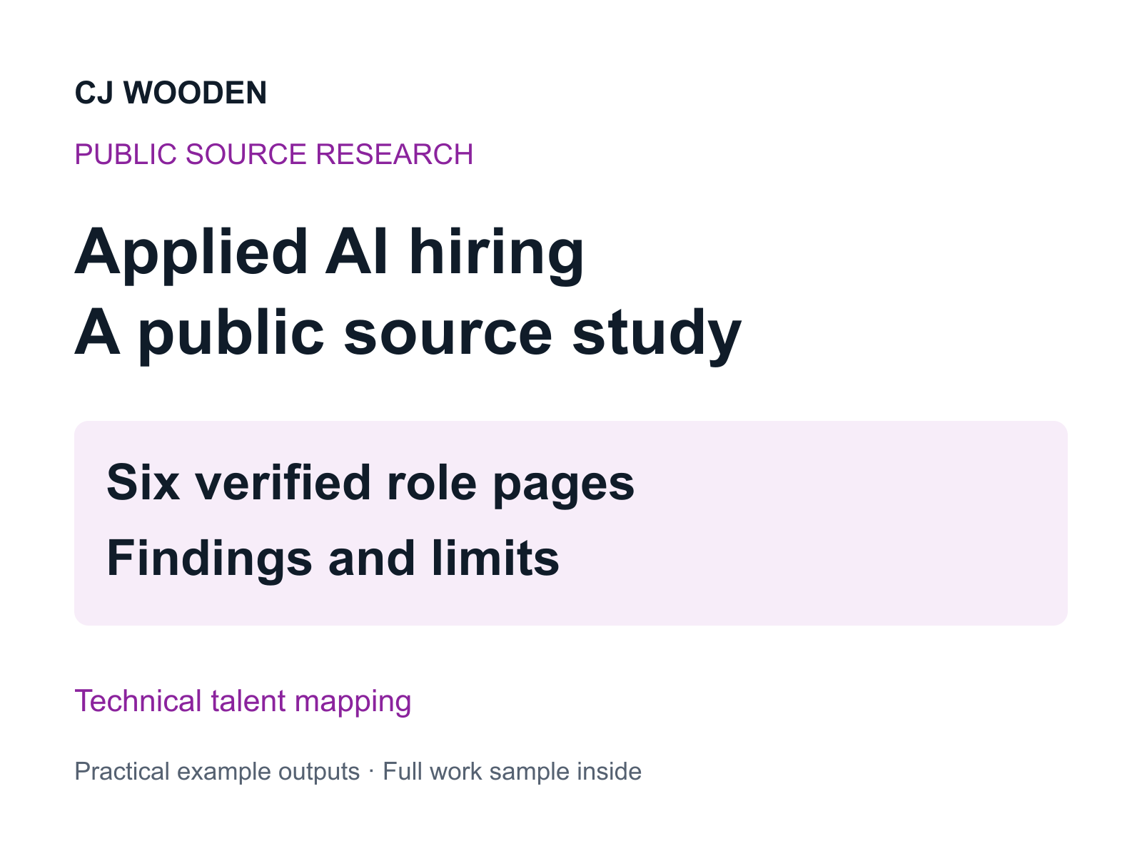 A public source study of an applied AI hiring brief cover